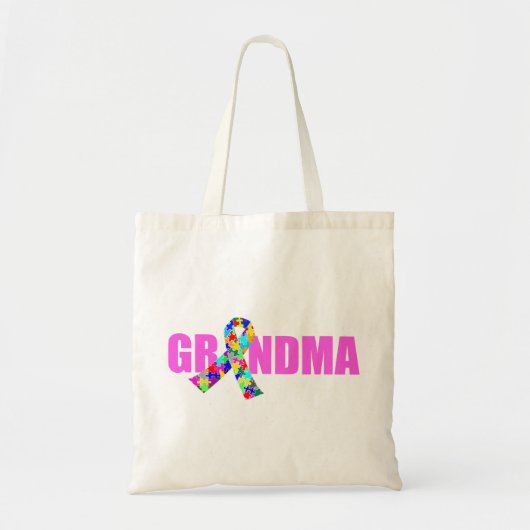 Tote Bag Ruban de sensibilisation à l'autisme Grand-mère ro (Devant)