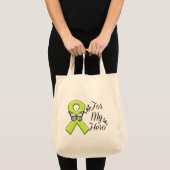 Tote Bag Ruban de sensibilisation au vert citron pour mon h (Devant (produit))