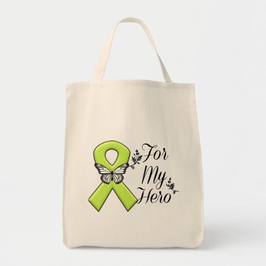 Tote Bag Ruban de sensibilisation au vert citron pour mon h (Devant)