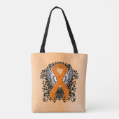 Tote Bag Ruban de sensibilisation orange avec ailes (Dos)