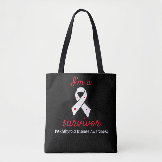 Tote Bag Ruban parathyroïde de conscience de survivant de (Devant)