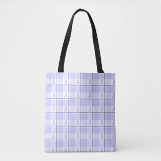 Tote Bag Ruban Pervenche à Carreaux de Sensibilisation au C