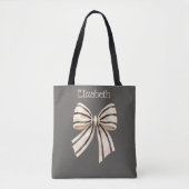 Tote Bag Ruban rayé crème et noir Prépa (Devant)