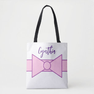Tote Bag Ruban rose avec blanc :