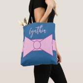 Tote Bag Ruban rose avec rose : (De près)