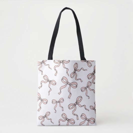 Tote Bag Ruban rose mignon et tendance en noir (Devant)