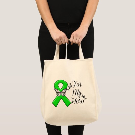 Tote Bag Ruban vert de conscience pour mon héros (Devant (produit))