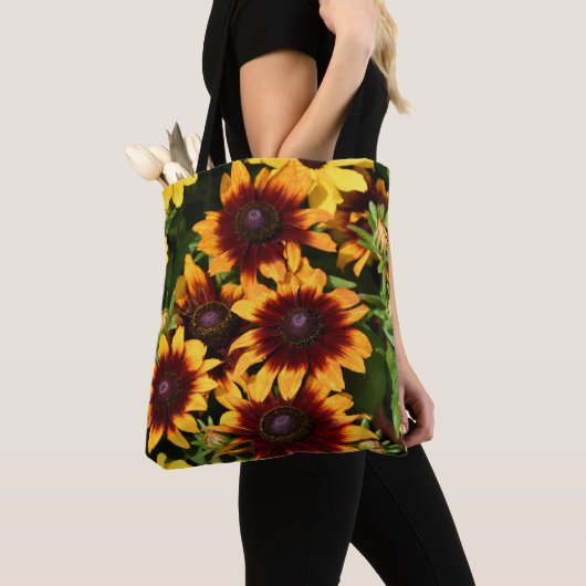 Tote Bag Rubeckias jaune et bronze Floral (De près)