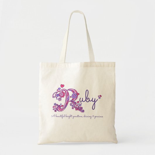 Tote Bag Ruby Girls nom et sens R monogramme (Devant)