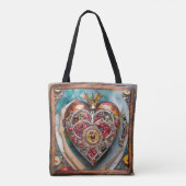 Tote Bag Ruby Pomegranate Heart Steampunk Series (Dos)