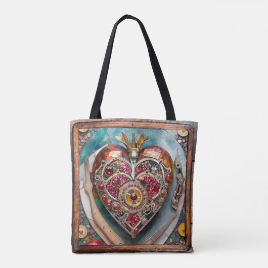 Tote Bag Ruby Pomegranate Heart Steampunk Series (Dos)