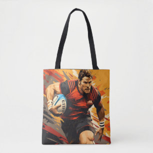 Tote Bag Rugby Action Sport Peinture Art Décor Abstrait