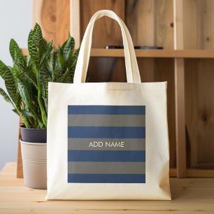 Tote Bag Rugby bleu marine et gris avec nom personnalisé