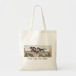 Tote Bag Run Like the Wind - Galloping Paint Horses Fourre-