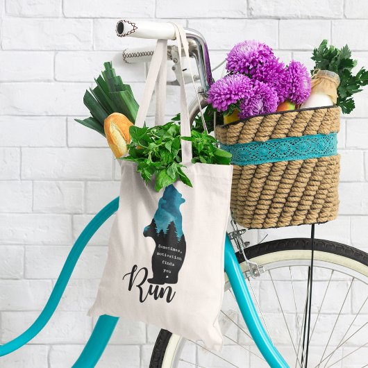 Tote Bag Run Motivation Trouve Vous Drôle Ours Graphique