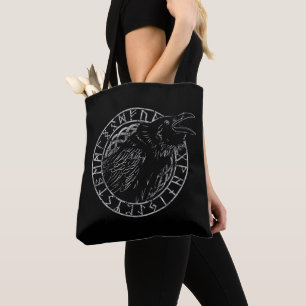 Tote Bag Runes de mythologie de Viking de corneille d'Odin