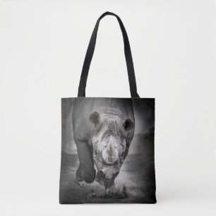 Tote Bag Running Rhinoceros : Wild Animal Portrait.