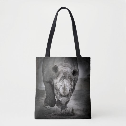 Tote Bag Running Rhinoceros : Wild Animal Portrait. (Devant)