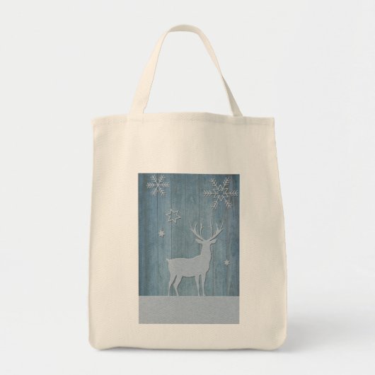 Tote Bag Russe Bleu Bois Reindeer Pays Noël (Devant)