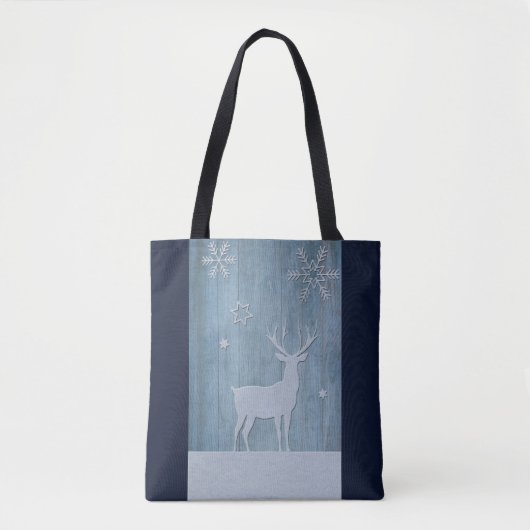 Tote Bag Russe Bleu Bois Reindeer Pays Noël (Devant)