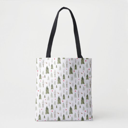 Tote Bag Russe Vert aquarelle Forêt Pin Arbre Noël (Devant)