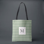 Tote Bag Russe Vert En vichy moderne Noël<br><div class="desc">Sac fourre-tout de Noël rustique avec un design élégant votre monogramme sur un style vintage en vichy motif.</div>