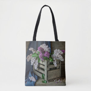 Tote Bag Russe violet et blanc Lilacs Photo florale