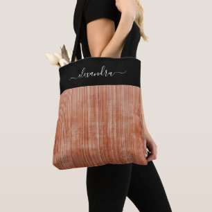 Tote Bag Rust Grey Noir rustique ombre personnalisée rayé