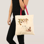 Tote Bag Rust Orange Fall Tree Feuille Monogramme Mariage (Devant (produit))