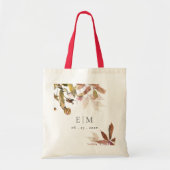Tote Bag Rust Orange Fall Tree Feuille Monogramme Mariage (Devant)