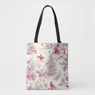 Tote Bag Rustic Bird et Poinsettia Motif de Noël (17)