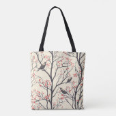 Tote Bag Rustic Bird et Poinsettia Motif de Noël (4) (Dos)