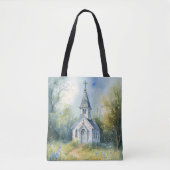 Tote Bag Rustic Church Path in Wildflower Meadow (Devant)