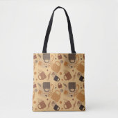 Tote Bag Rustic Coffee Love - Mug and Heart Motif (Devant)