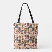 Tote Bag Rustic Festive Christmas Houses Seamless Pattern (Dos)