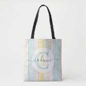 Tote Bag Rustic Mint & Yellow Boho Geo Modern Personalized (Devant)