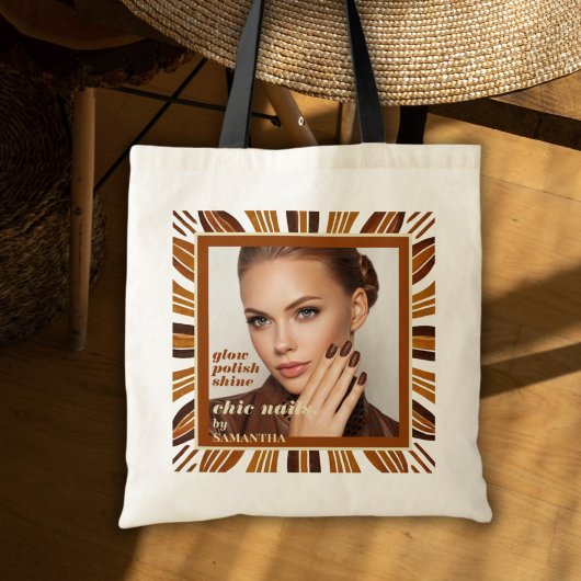 Tote Bag Rustic Nail Salon Business Photo Social & QR Code