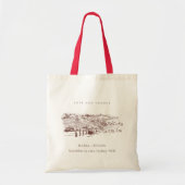 Tote Bag Rustic Rust Brown Winery Mariage de croquis de mon (Devant)