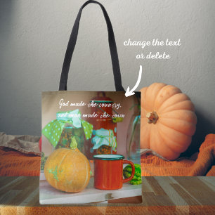 Tote Bag Rustic Still Life avec un Citrouille et une Mug Ro