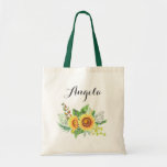 Tote Bag Rustic Sunflower Wedding Bridesmaid Personalized<br><div class="desc">Rustic Sunflowers Wedding Bridesmaid Favor Personalized Tote Bag. 
(1) For further customization,  please click the "customize further" link and use our design tool to modify this template.
(2) If you need help or matching items,  please contact me.</div>