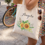 Tote Bag Rustic Sunflower Wedding Bridesmaid Personalized<br><div class="desc">Rustic Sunflowers Wedding Bridesmaid Favor Personalized Tote Bag. 
(1) For further customization,  please click the "customize further" link and use our design tool to modify this template.
(2) If you need help or matching items,  please contact me.</div>