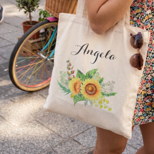 Tote Bag Rustic Sunflower Wedding Bridesmaid Personalized