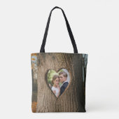 Tote Bag Rustic Tree Bark Coeur photo mariage fête cadeau (Dos)