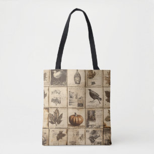 Tote Bag Rustique Automne Ephemera Collage   Terre chaude (