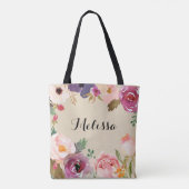 Tote Bag Rustique Boho Watercolor Flowers Bride Squad (Dos)