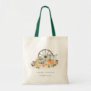 Tote Bag Rustique Citrouille de chute Mariage de roue flora