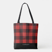 Tote Bag Rustique Country Flannel Monogramme Plaid Motif (Dos)
