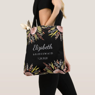 Tote Bag Rustique Floral Mariage Blush Rose Bridesmaitres