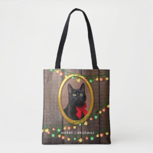 Tote Bag Rustique Mignonne Joyeux Feux de Noël Ajouter Votr