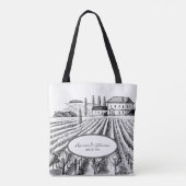 Tote Bag Rustique minimaliste Vinyard croquis Mariage cadea (Dos)